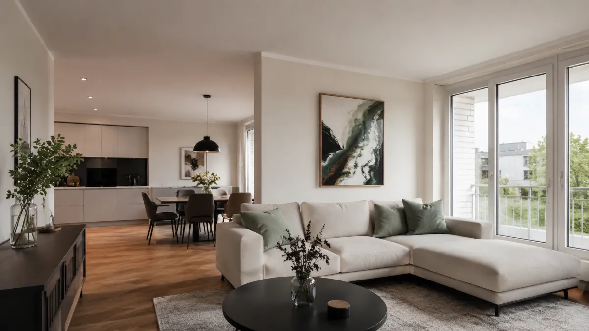 Maler Dortmund: moderne Wohnung in Hörde mit frisch gestrichenen Wänden und Decken
