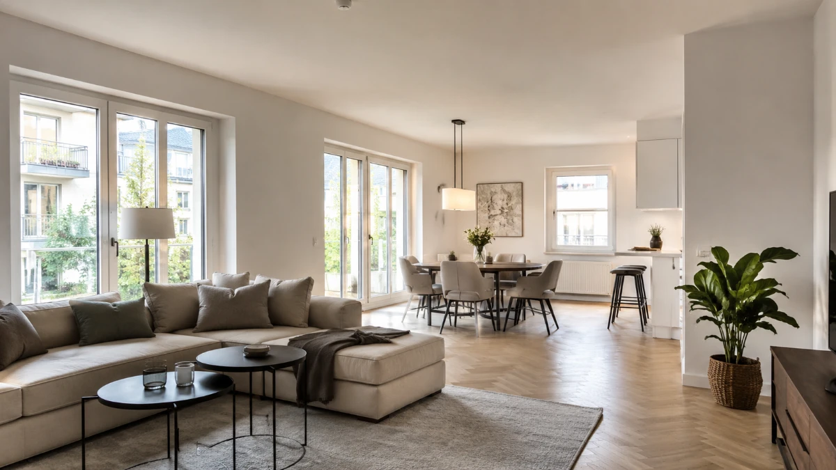 Maler Köln: modern gestrichene Wohnung mit hellen Wänden und ruhiger Innenraumwirkung
